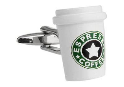 White Coffee Cup Cufflinks French Cuff Nails Cuffs