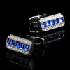 Crystal Cufflinks French Shirt Business Blue and White Two-Tone Diamond