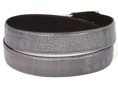 PAUL PARKMAN Men's Crocodile Embossed Calfskin Leather Belt