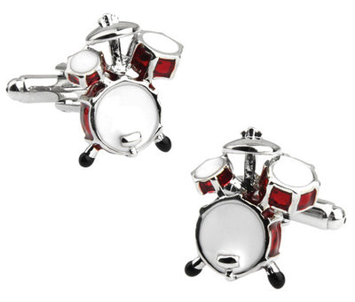 Musical drum set cufflinks