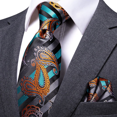 Men's Designer made Silk Tie for Men  (160cm Long) With Cufflinks and Handkerchief