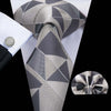 Fashion Designer Silk Tie for Men Handkerchief Cufflinks Set Business Neck Tie