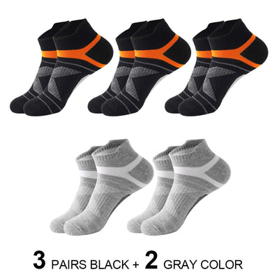 5 Pairs High Quality Socks Men Summer Outdoor Casual Cotton Socks Short Breathable Black Ankle Socks Run Sports Socks Size 38-45