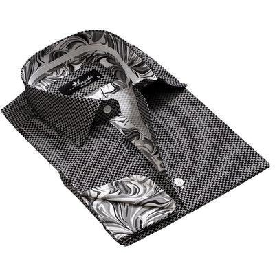 Black And White Men's Mens Slim Fit French Cuff Dress Shirts with