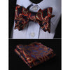 Black & Orange Paisley Mens Silk Self tie Bow Tie with Pocket Squares