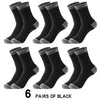 6 Pairs of  Men Socks Cotton Black Leisure Business Long Socks Walking Running Hiking Thermal Socks For Male Plus Size 38-48