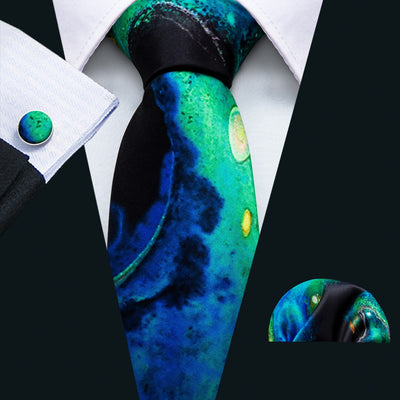 Wild Side 'TYEDYE' Silk Necktie With Handkerchief And  Cufflinks Set Print New Arrival