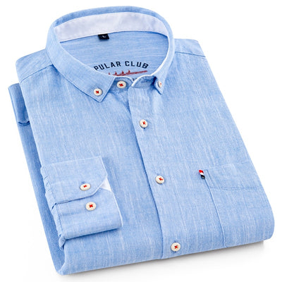 Standard-fit Long-Sleeve Linen/Cotton Shirts Button Down Summer Shirt