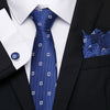 Mens Tie Skinny Blue palid  Silk Classic Jacquard Woven Extra long Tie Hanky Cufflink Set For Men Formal Wedding Party