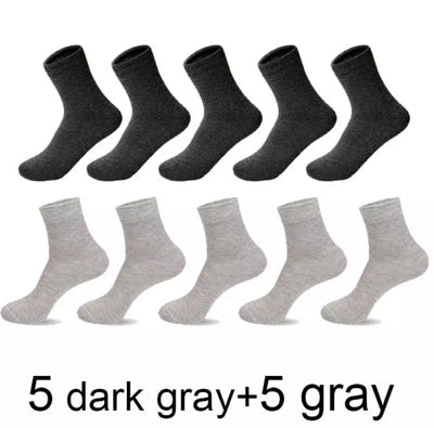 10pairs/ Men's Socks Polyester Cotton Middle Tube Socks Summer Thin Solid Color Breathable Business Men's Socks