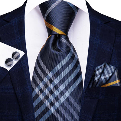 60 Various Colors of Striped Silk Ties For Men+Hanky+Cufflinks