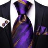 60 Various Colors of Striped Silk Ties For Men+Hanky+Cufflinks