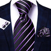 60 Various Colors of Striped Silk Ties For Men+Hanky+Cufflinks