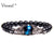 Blue Tiger Eye Bracelet Black 8MM Matte Stone Beads Silver Color Bracelets For Men Vintage Jewelry
