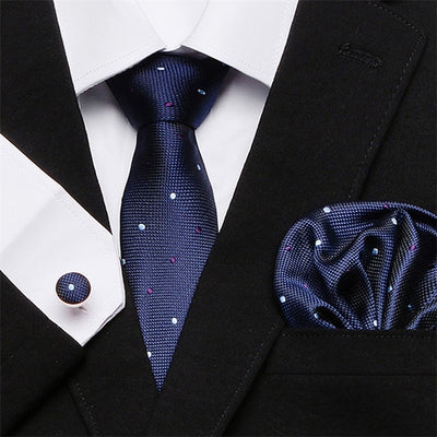 Mens Tie Skinny Blue palid  Silk Classic Jacquard Woven Extra long Tie Hanky Cufflink Set For Men Formal Wedding Party