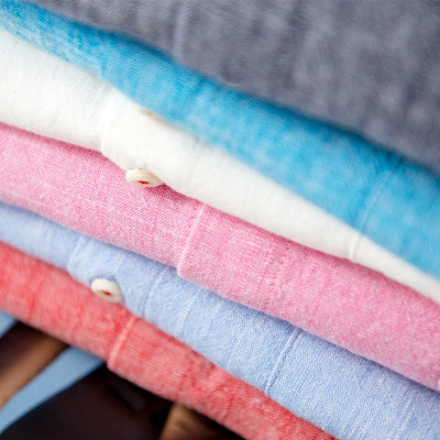 Standard-fit Long-Sleeve Linen/Cotton Shirts Button Down Summer Shirt