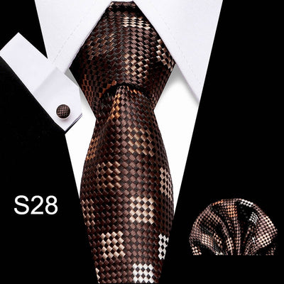 Fashion Business Silver Plaid Silk Men's Tie Neck Tie 7.5cm Ties for Men Formal Luxury Wedding Quality