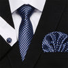 Mens Tie Skinny Blue palid  Silk Classic Jacquard Woven Extra long Tie Hanky Cufflink Set For Men Formal Wedding Party