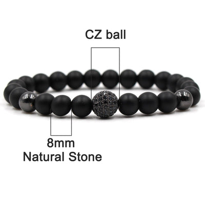 6mm CZ Ball Bracelet Men Jewelry Bracelets Mens Copper Beads Pulseiras