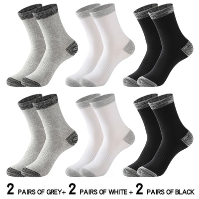 6 Pairs of  Men Socks Cotton Black Leisure Business Long Socks Walking Running Hiking Thermal Socks For Male Plus Size 38-48