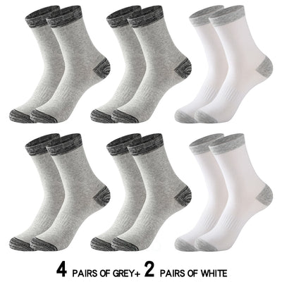 6 Pairs of  Men Socks Cotton Black Leisure Business Long Socks Walking Running Hiking Thermal Socks For Male Plus Size 38-48