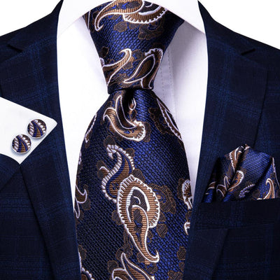 Business or Wedding Tie for Men Silk, Hankerchief and Cufflinks Included