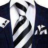 60 Various Colors of Striped Silk Ties For Men+Hanky+Cufflinks