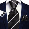 60 Various Colors of Striped Silk Ties For Men+Hanky+Cufflinks