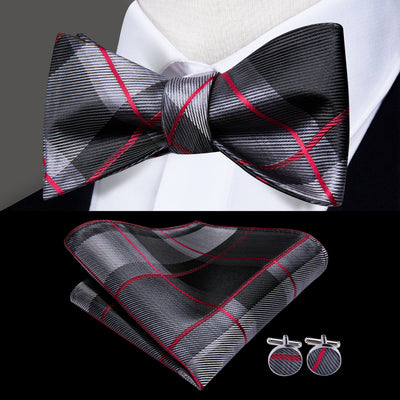 Jacquard Silk Mens Self Bow Tie Hanky Cufflinks Set Male Butterfly Knot Bowtie for Mens Wedding Business
