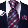 60 Various Colors of Striped Silk Ties For Men+Hanky+Cufflinks