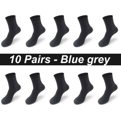 10Pairs/Lot Men's Bamboo Fiber Socks Long Black Business Soft Breathable New High Quality Socks Plus Size 39-48 Available