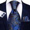 Business or Wedding Tie for Men Silk, Hankerchief and Cufflinks Included