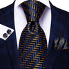 60 Various Colors of Striped Silk Ties For Men+Hanky+Cufflinks