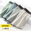 4pcs Cotton Men's Underwear Boxers Breathable Man Boxer Solid
