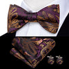 Jacquard Silk Mens Self Bow Tie Hanky Cufflinks Set Male Butterfly Knot Bowtie for Mens Wedding Business