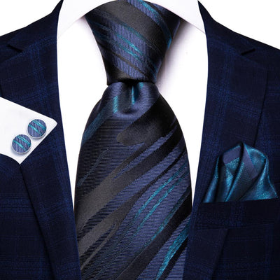 Business or Wedding Tie for Men Silk, Hankerchief and Cufflinks Included