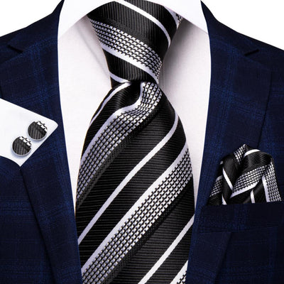 Business or Wedding Tie for Men Silk, Hankerchief and Cufflinks Included