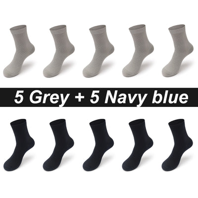 10Pairs/Lot Men's Bamboo Fiber Socks Long Black Business Soft Breathable New High Quality Socks Plus Size 39-48 Available