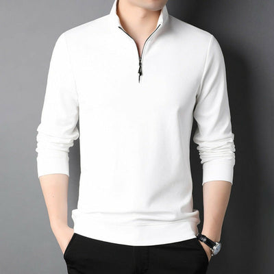 Mens Casual Stand Collar Long Sleeve Top