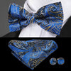 Fast Shipping Necktie Navy Blues Paisley Jacquard Woven Silk Bow tie